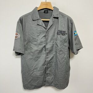 Harley Davidson Mechanic Button Down Shirt Men's Size XL Gray Pirate Logo Biker